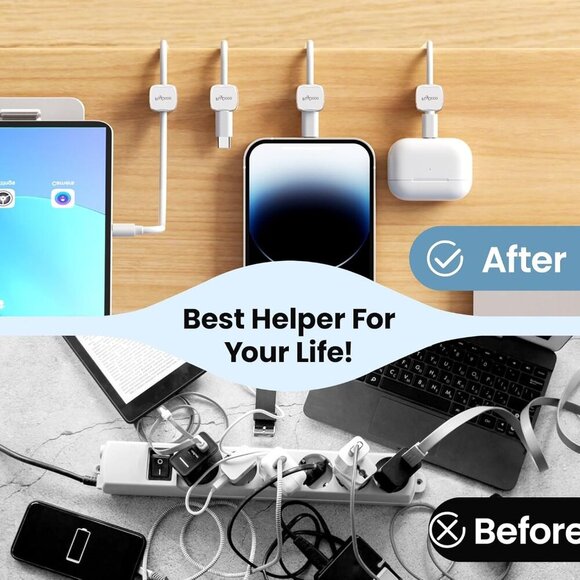 6 Pack Magnetic Cord Organizer, Cable Management Clips for Desk Phone Charging C - Picture 6 of 7